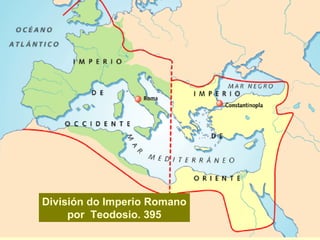 Introdución
• Co afundimento do Imperio romano, fragmentouse a
unidade cultural do Mediterráneo.
• Na zona occidental, o I...