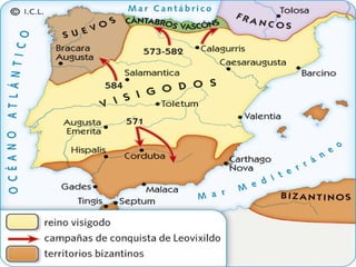3. A Hispania visigoda
3.3. A sociedade visigoda
• Aínda que os visigodos eran
numericamente poucos, dominaron aos
hispano...