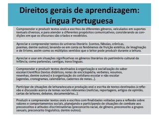 Direitos gerais de aprendizagem:
Língua Portuguesa
 