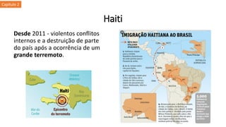 Haiti
Desde 2011 - violentos conflitos
internos e a destruição de parte
do país após a ocorrência de um
grande terremoto.
Capítulo 2
 