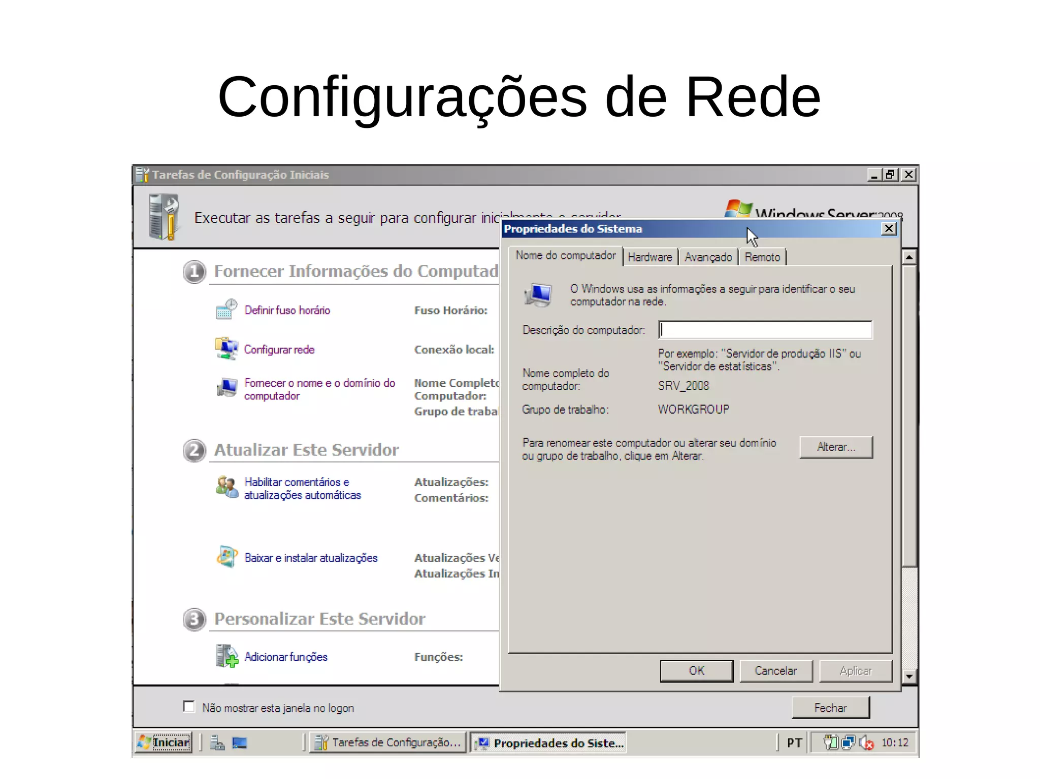 Configurações de Rede
 