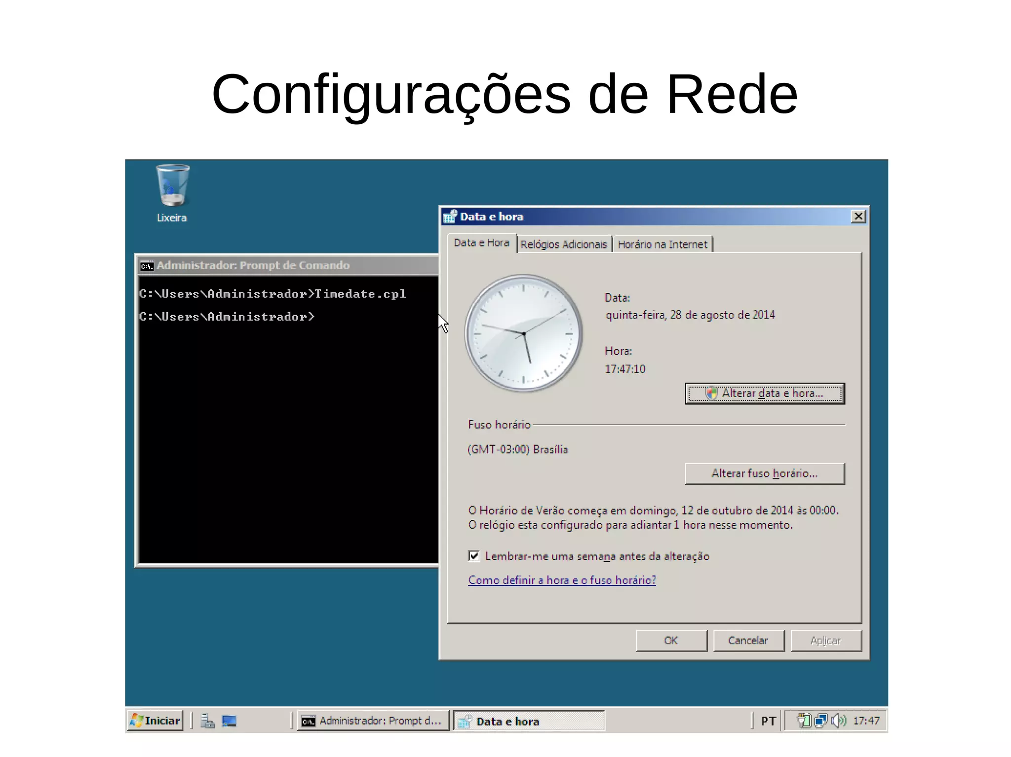 Configurações de Rede
 