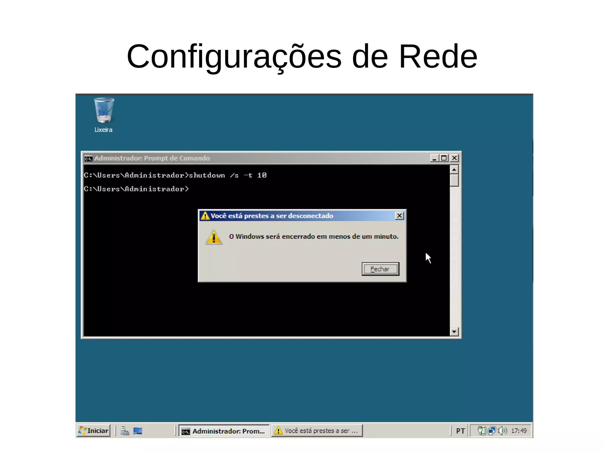 Configurações de Rede
 