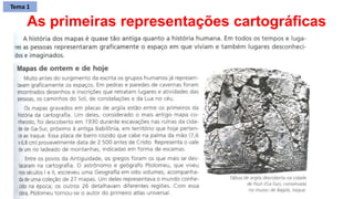 As primeiras representações cartográficas
Tema 1
 