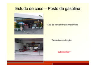 Estudo de caso – Posto de gasolina
Loja de conveniências mecânicas
Setor de manutenção
Subsistemas?
 