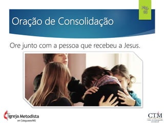 Oração de Consolidação
Pág.
50
em Cataguases/MG
Ore junto com a pessoa que recebeu a Jesus.
 