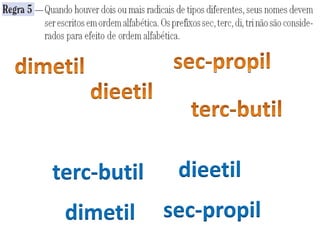 dimetil
dieetil
sec-propil
terc-butil
 