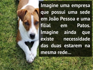 Imagine uma empresa
que possui uma sede
em João Pessoa e uma
filial  em     Patos.
Imagine ainda que
existe   necessidade
das duas estarem na
mesma rede...
 