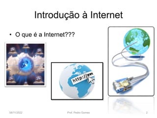 Introdução à Internet
• O que é a Internet???
08/11/2022 Prof. Pedro Gomes 2
 