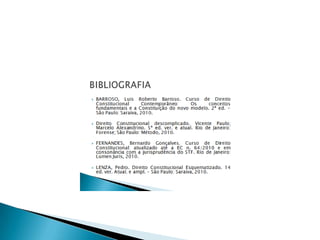 Decisão pelo STF e papel do Senado Federal: O STF, em decisão do Pleno, por maioria absoluta, poderá declarar incidentalmente a inconstitucionalidade de uma lei. Nesse caso a Constituição (art. 52, X) prevê a comunicação da decisão ao Senado Federal, que poderá suspender, no todo ou em parte, a execução da lei declarada inconstitucional. Papel do Senado Federal. 