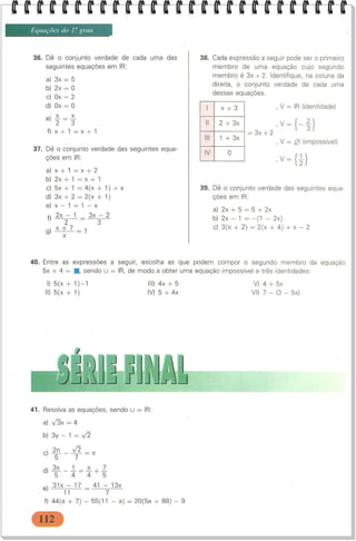 Unidade 4 EQUAÇÃO DO PRIMEIRO GRAU