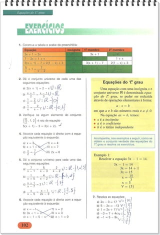 Unidade 4 EQUAÇÃO DO PRIMEIRO GRAU