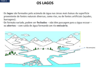 OS LAGOS
TEMA 3
Rio emissário
 