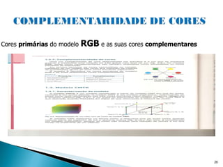 Cores  primárias  do modelo  RGB  e as suas cores  complementares 