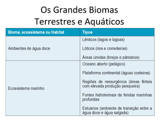 Os grandes biomas terrestres e aquáticos | PPT