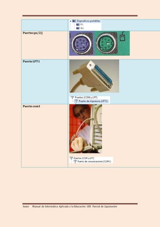 Autor Manual de Informática Aplicada a la Educación 1ER Parcial de 2quimestre
Puertosps/2||
Puerto LPT1
Puerto com1
 