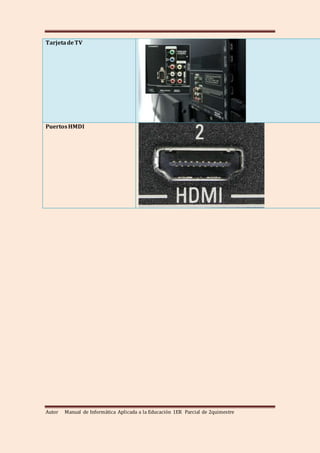 Autor Manual de Informática Aplicada a la Educación 1ER Parcial de 2quimestre
TarjetadeTV
PuertosHMDI
 