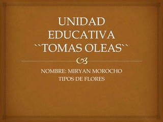 NOMBRE: MIRYAN MOROCHO
TIPOS DE FLORES
 
