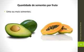 Prof.CássioResendedeMorais
52
Quantidade de sementes por fruto
• Uma ou mais sementes.
 