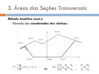 3. Áreas das Seções Transversais
- Método Analítico (cont.):
- Fórmula das coordenadas dos vértices:
ou
 
