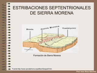 ESTRIBACIONES SEPTENTRIONALES DE SIERRA MORENA Fuente: http://www.cprcalahorra.org/alfaro/Geografi.htm Formación de Sierra Morena Prof. Isaac Buzo Sánchez 