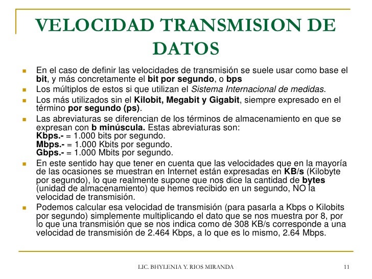 Velocidad de transmision de datos