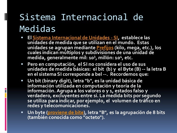 Unidades de medidas en computación Unidades de medidas en computación