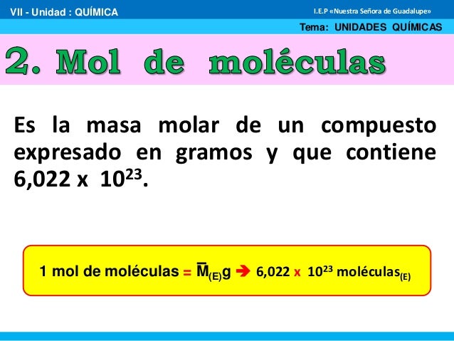 Unidades químicas masa molar