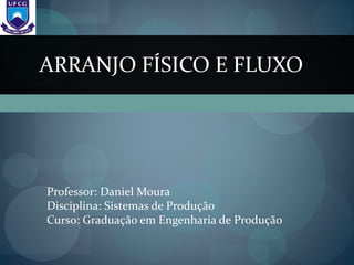 ARRANJO FÍSICO E FLUXO
Professor: Daniel Moura
Disciplina: Sistemas de Produção
Curso: Graduação em Engenharia de Produção
 