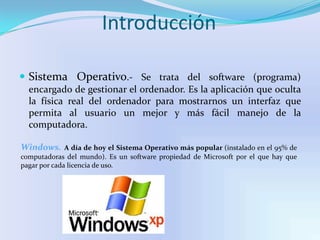 IntroducciónMacOs. Sistema operativo de los ordenadores MacIntosh.      Apple inició la revolución de la computadora personal en los años 70s con la Apple II y reinventó la computadora personal en los años 80s con la Macintosh. Hoy, Apple continua liderando la industria innovando con sus galardonadas computadoras, sistema operativo OS X y las aplicaciones iLife y profesionales. Apple, además, encabeza la revolución de medios digitales con su línea de reproductores de música iPod y la tienda de música digital en línea iTunes, e incursiona en el mercado de la telefonía móvil con su revolucionario iPhone.