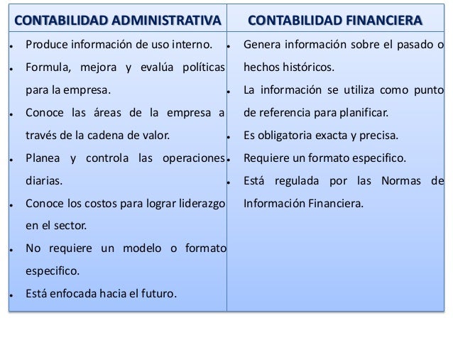 Diferencias Entre Contabilidad Administrativa Financiera Y De Costos
