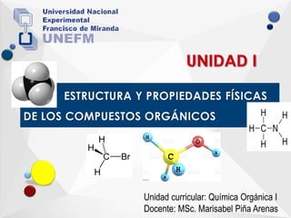 Unidad curricular: Química Orgánica I
Docente: MSc. Marisabel Piña Arenas
 
