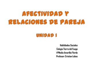 Afectividad y  relaciones de pareja Unidad I Habilidades Sociales Colegio Tierra del Fuego 4ºMedio Amarillo/Verde Profesor: Cristian Lobos 