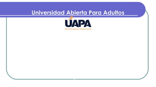 Universidad Abierta Para Adultos
Nombre:
Mercedes Acevedo Cabrera
Matricula:
11-4345
Facilitador:
Juana Jorge
Asignatura:
Tecnología Aplicada a la Educación
 