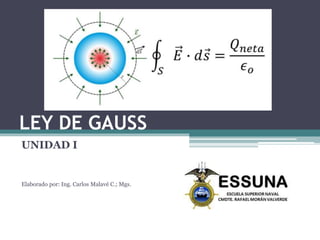 LEY DE GAUSS
UNIDAD I
Elaborado por: Ing. Carlos Malavé C.; Mgs.
 