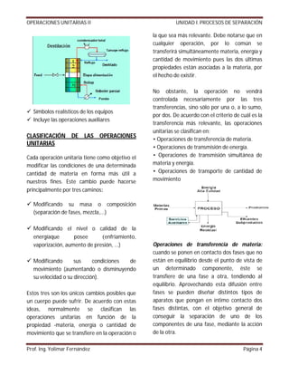 OPERACIONES UNITARIAS II                                   UNIDAD I. PROCESOS DE SEPARACIÓN

                             ...