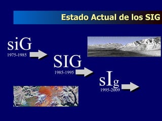 siG SIG s I g 1975-1985 1985-1995 1995-2009 Estado Actual de los SIG 