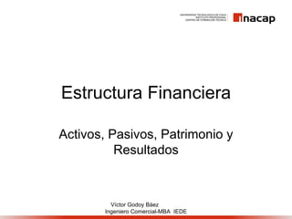 Estructura Financiera Activos, Pasivos, Patrimonio y Resultados Víctor Godoy Báez  Ingeniero Comercial-MBA  IEDE 