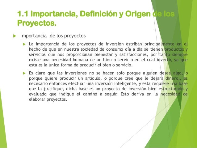 Unidad I Concepto e Importancia de los Proyectos de Inversion