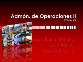 Admón. de Operaciones II2009-2010/II Lic. Jesús Urbina MéndezCatedrático Sexto Semestre 