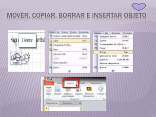 MOVER, COPIAR, BORRAR E INSERTAR OBJETO
 