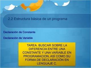 Unidad ii. introduccion al lenguaje de programacion en c | PPTX