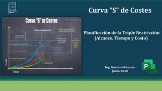 Curva “S” de Costes
Planificación de la Triple Restricción
(Alcance, Tiempo y Costo)
Ing. Gustavo Romero
Junio 2020
 