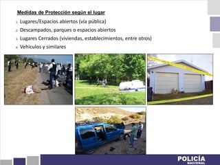 Medidas de Protección según el lugar
1. Lugares/Espacios abiertos (vía pública)
2. Descampados, parques o espacios abiertos
3. Lugares Cerrados (viviendas, establecimientos, entre otros)
4. Vehículos y similares
 