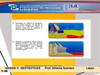 5.-  GEOSINTETICOS UNIDAD II  GEOTEXTILES  Prof. Diliaina Quintero  Lapso II- 2011 