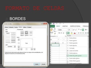 FORMATO DE CELDAS
BORDES
 