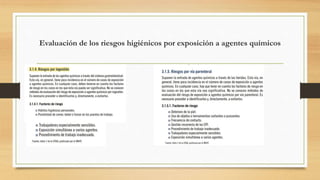 Evaluación de los riesgos higiénicos por exposición a agentes químicos
 