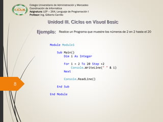 uso de ciclos en visual basic console app | PDF