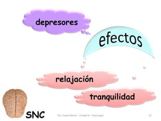 depresores
SNC
relajación
tranquilidad
Dra. Estela Martin - Unidad III - Toxicología 23
 