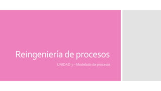 Reingeniería de procesos 
UNIDAD 3 – Modelado de procesos 
 